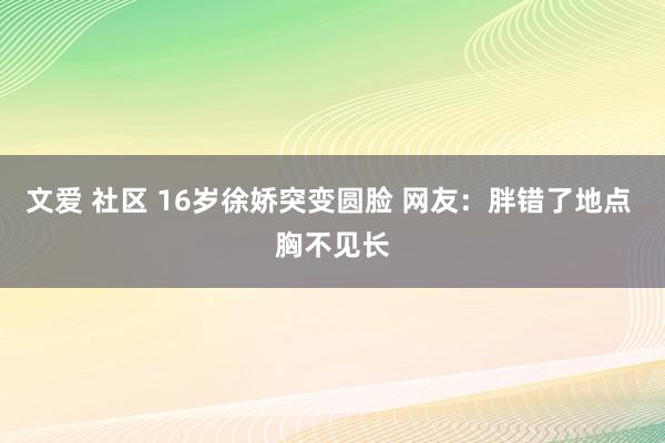 文爱 社区 16岁徐娇突变圆脸 网友:胖错了地点 胸不见长