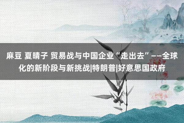 麻豆 夏晴子 贸易战与中国企业“走出去”——全球化的新阶段与新挑战|特朗普|好意思国政府