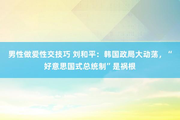 男性做爱性交技巧 刘和平：韩国政局大动荡，“好意思国式总统制”是祸根