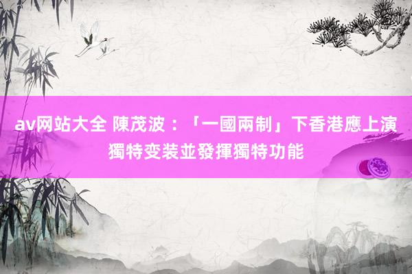 av网站大全 陳茂波︰「一國兩制」下香港應上演獨特变装並發揮獨特功能