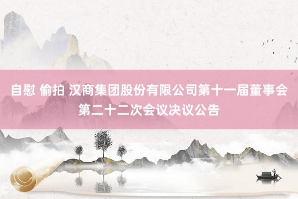 自慰 偷拍 汉商集团股份有限公司第十一届董事会第二十二次会议决议公告