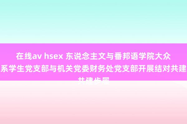 在线av hsex 东说念主文与番邦语学院大众经管系学生党支部与机关党委财务处党支部开展结对共建步履